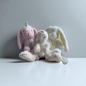 Bundle of 3 Plush Bunnies – Melissa & Doug & Animal Adventure (White Bunny NWT)